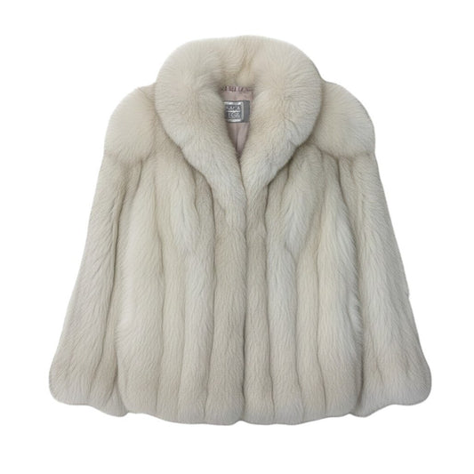 69g14 SAGA FOX サガフォックス 銀サガ ブルーフォックス ファーコート サイズ11 ホワイト 最高級本毛皮 Fox Fur Coatt18r