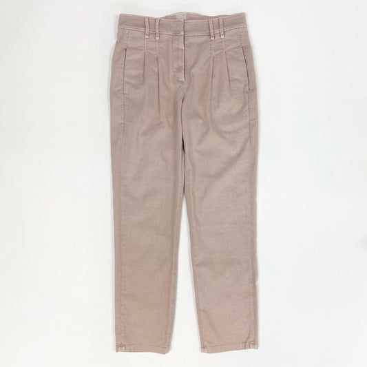 31k2 BRUNELLO CUCINELLI ブルネロクチネリ イタリア製 ビーズデザイン 2タックパンツ ボトムス 40 ピンク コットン レディースo07t