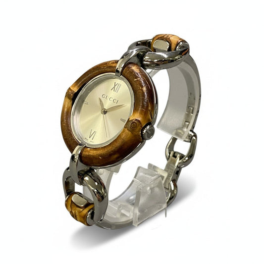 b13【箱有り】稼働品 GUCCI グッチ バンブー 腕時計 2針 ユニセックス bamboo watch 2 hands unisexta1
