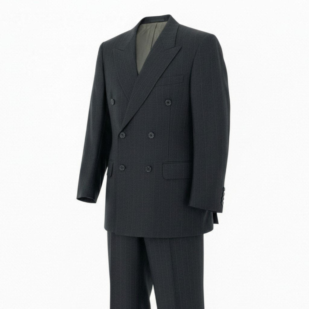 16a27 Burberrys バーバリーズ スーツセットアップ テーラードジャケット スラックスパンツ ストライプ 94-84-165 AB4 グレー ウール100％ メンズ 男性用o07t