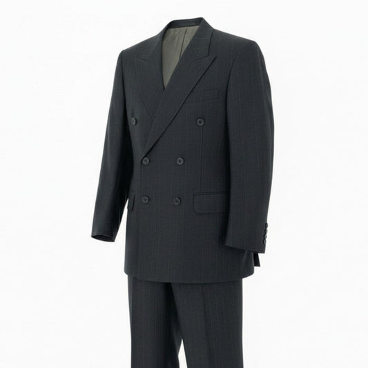 16a27 Burberrys バーバリーズ スーツセットアップ テーラードジャケット スラックスパンツ ストライプ 94-84-165 AB4 グレー ウール100％ メンズ 男性用o07t