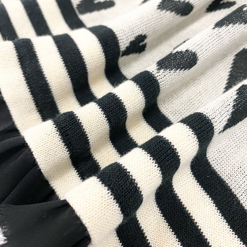 7a9 OLLEBOREBLA オレボレブラ アルベロベロ ニットワンピース 総柄 ハート柄 七分袖 レディース ブラック ホワイトo07t