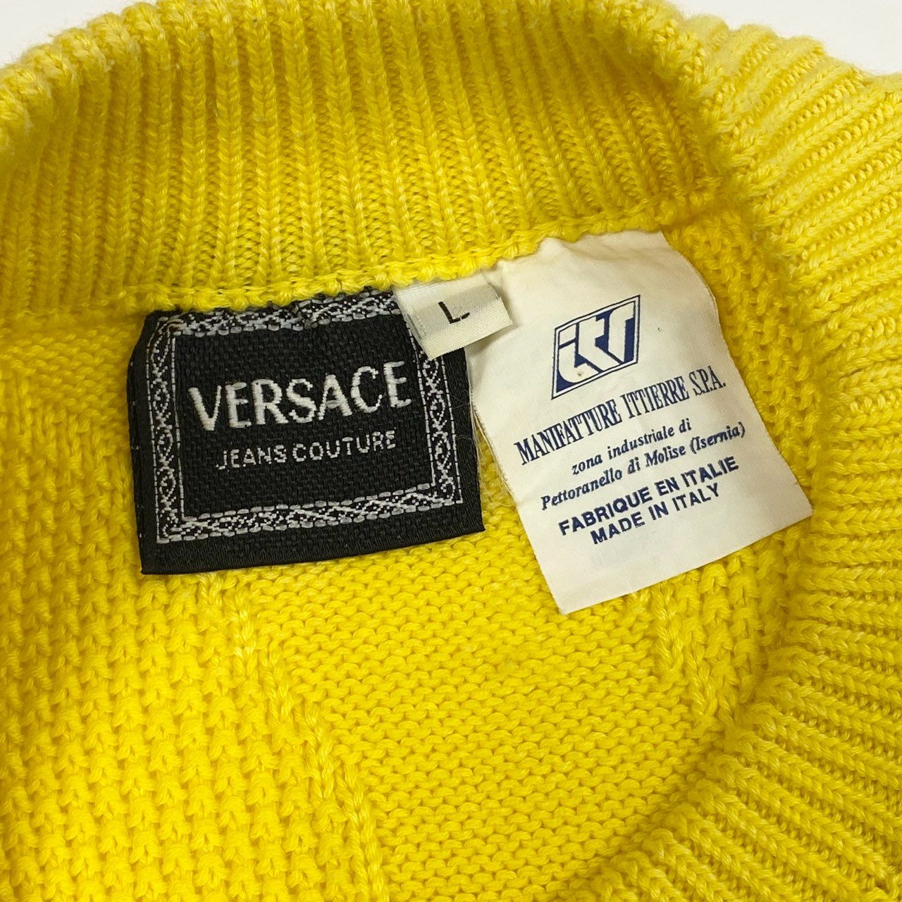 1L27 Vintage Versace ヴィンテージ ヴェルサーチ Medusa Jacquard Cotton Knit Sweater コットンニット セーター Size L メンズ 男性用k02i
