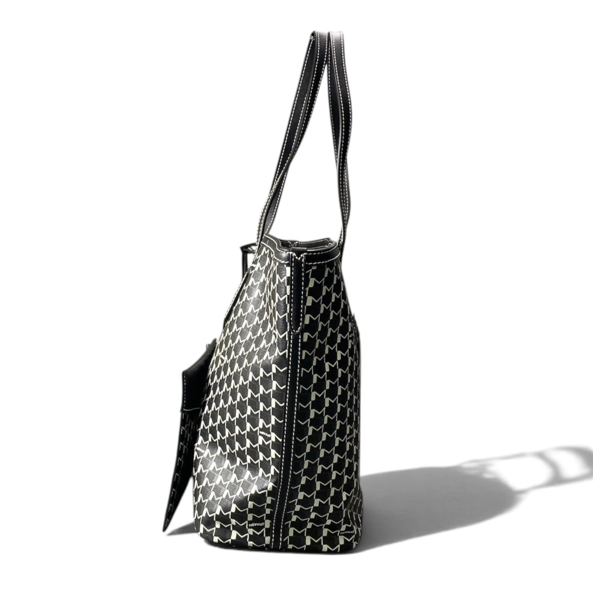 h13【極美品】MOYNAT モワナ M.CABAS Mカバス トートバッグ Mカットアウト ジップポーチ ブラック ホワイト レディース 女性用k02i