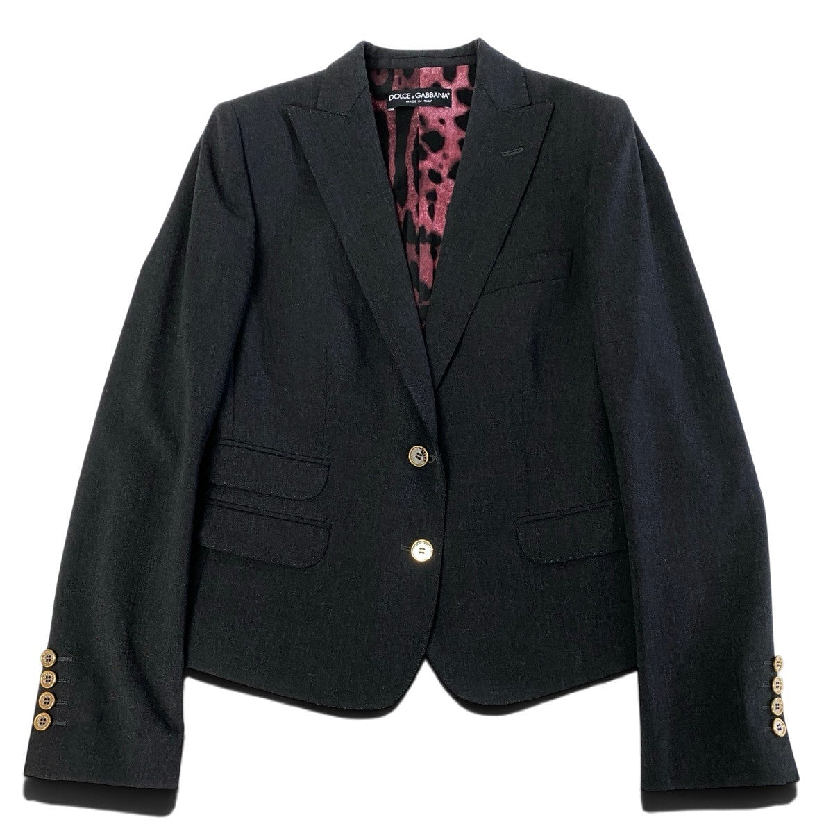 j16 DOLCE＆GABBANA  テーラードジャケット ブレザー ロゴボタン イタリア製 42サイズ ダークグレー レディース 女性用u02t