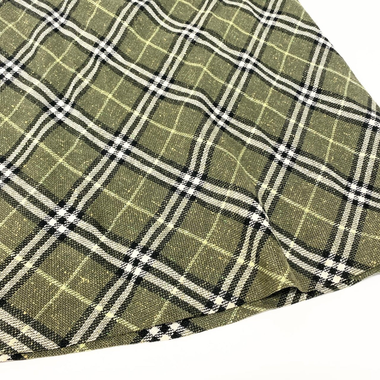78d9 BURBERRY LONDON バーバリー ロンドン リネンブレンド チェックスカート Check Skirt サイズ40 カーキ 女性服 三陽商会t18r