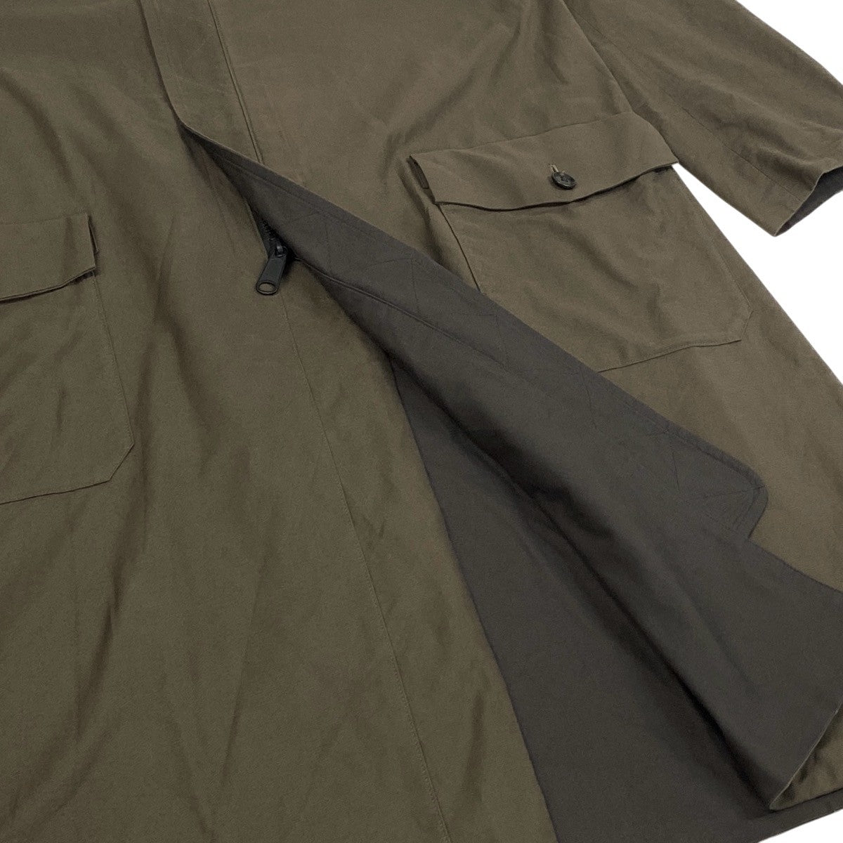 Ah6 Y's BANG ON! ワイズ バングオン YOHJI YAMAMOTO ジップアップコート ロングコート リバーシブルコート フード付き 2way YA-C90-802 2 カーキ 綿100％ メンズ 男性用o07t