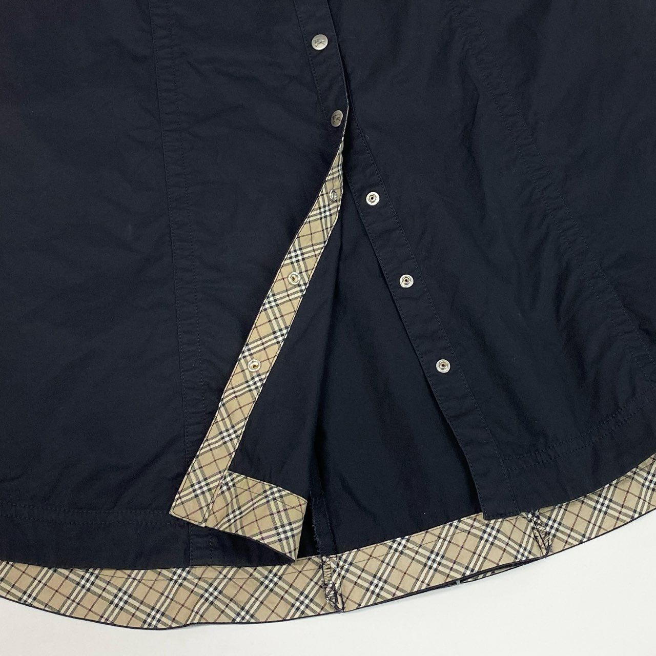 Ab9 BURBERRY BLUE LABEL バーバリー ブルーレーベル Aライン ベルテッド ワンピース ノバチェック 半袖 ホースボタン 36 ネイビー レディースk02i