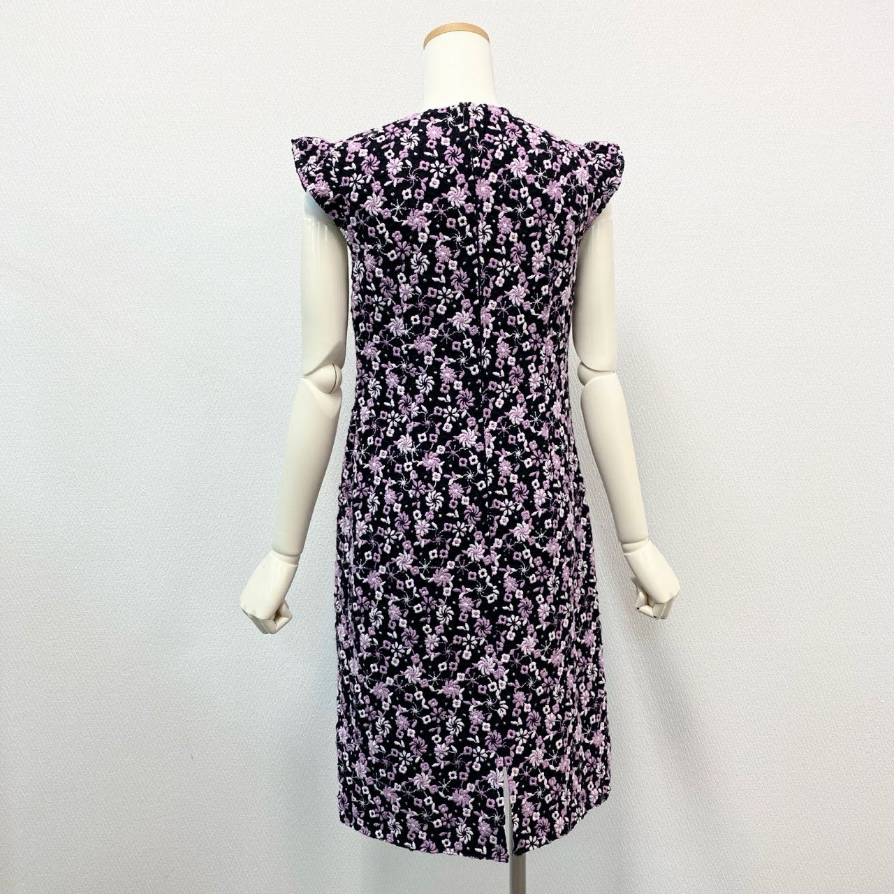 48k2 Rene ルネ TISSUE フラワージャガード ノースリーブ ワンピース ドレス 日本製 6046710 36 ブラック ピンク レディースo07t