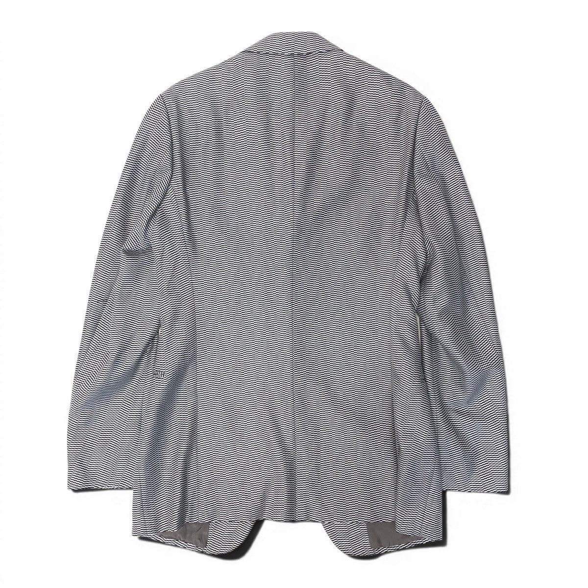 91g24 ARMANI COLLEZIONI アルマーニコレツィオーネ テーラードジャケット ロングジャケット 総柄 サイズ46 ライトグレー ブラック メンズ 紳士服u02t