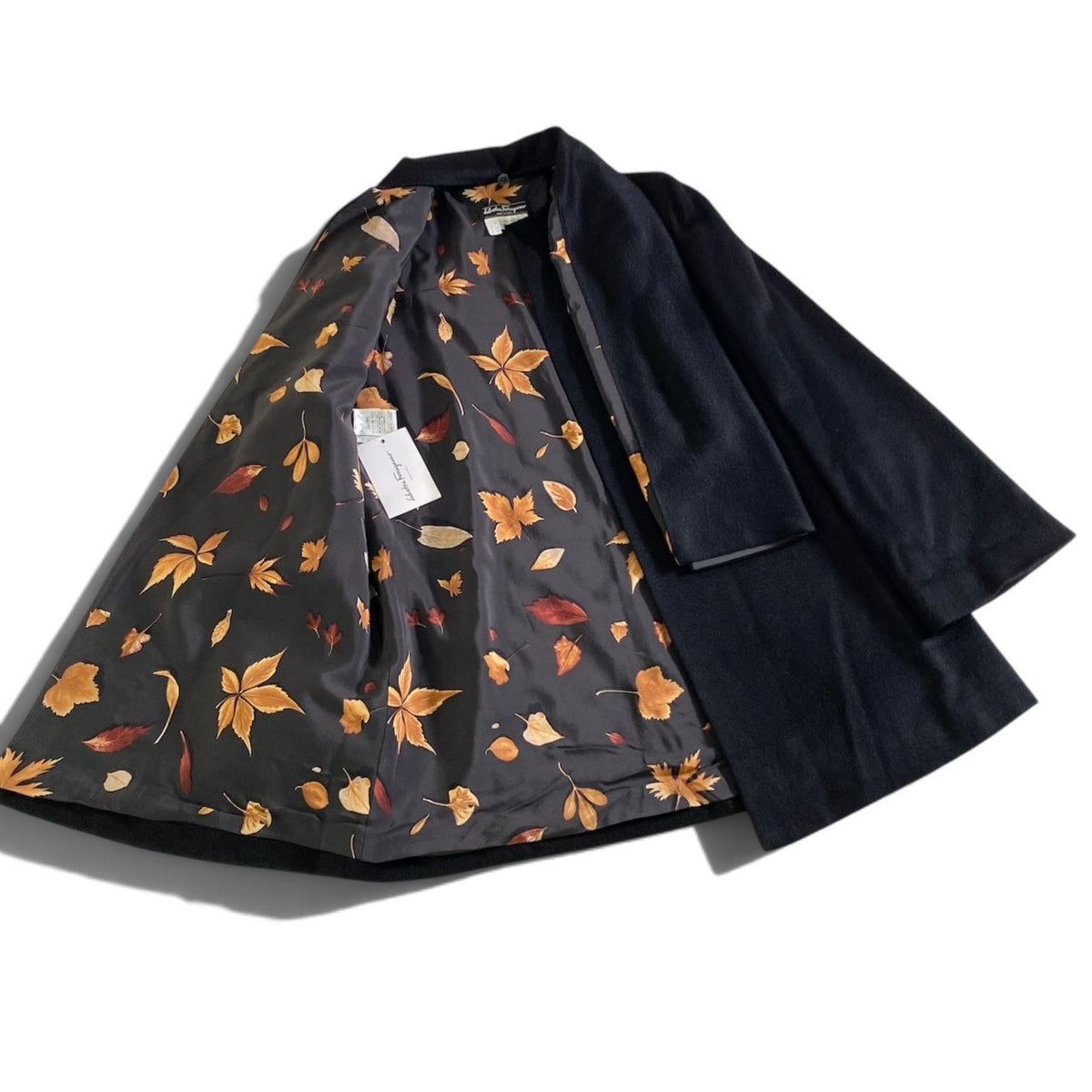 93j23 《極美品》 Salvatore Ferragamo サルヴァトーレフェラガモ ノーカラーコート ロングジャケット F 38 ブラック カシミヤ100 レディースu02t