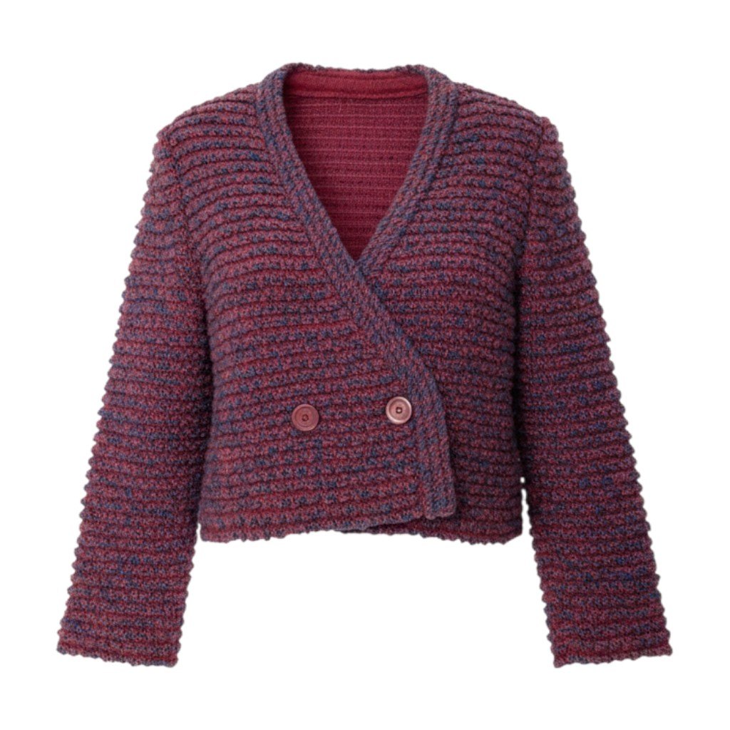 40i27 Christian Dior クリスチャンディオール ニットカーディガン  ショート丈 7サイズ レッド ブルー レディース 女性用u02t