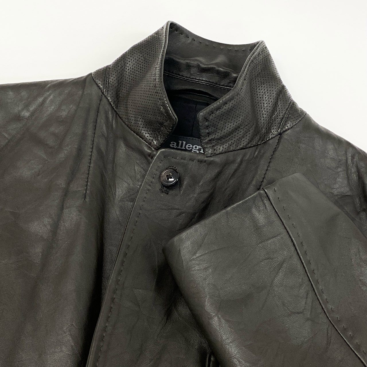 37f24 allegri アレグリ テーラードジャケット 革ジャン レザージャケット 羊革 ラムレザー メンズジャケット 男性用 4FR27-522-07 48 L ブラウン