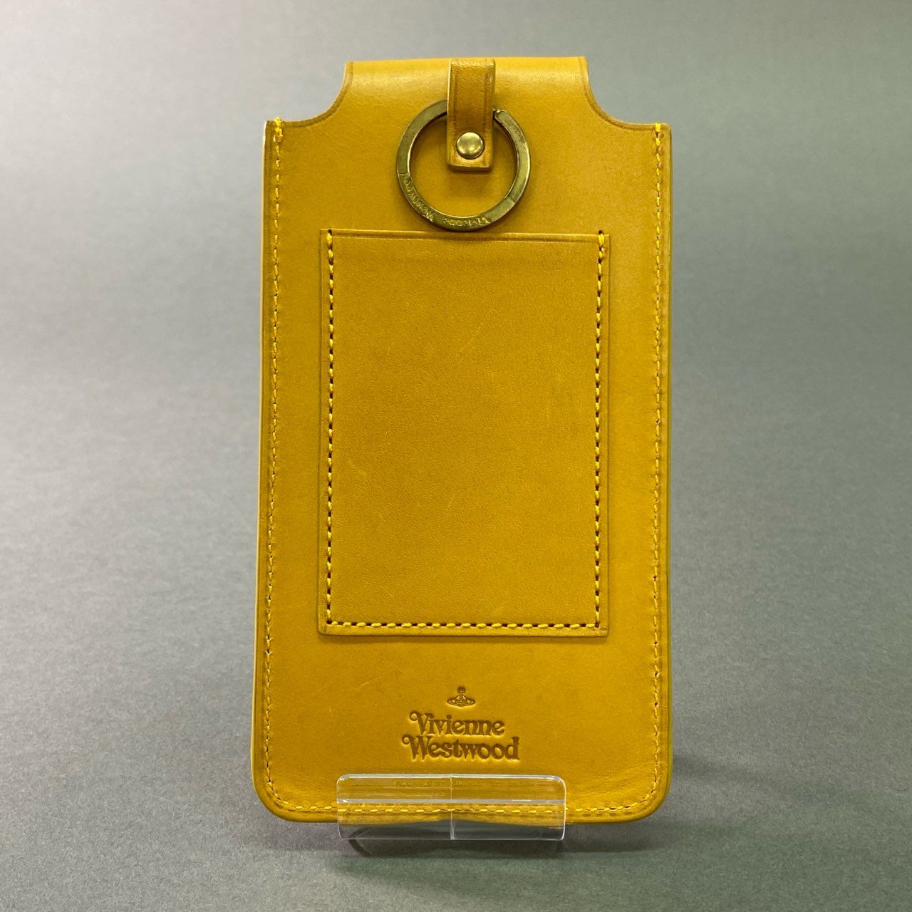 j29 Vivienne Westwood ヴィヴィアン ウエストウッド ORB CLIPS レザー スマホケース ポーチ イエロー Leather スマートフォン iPhone android