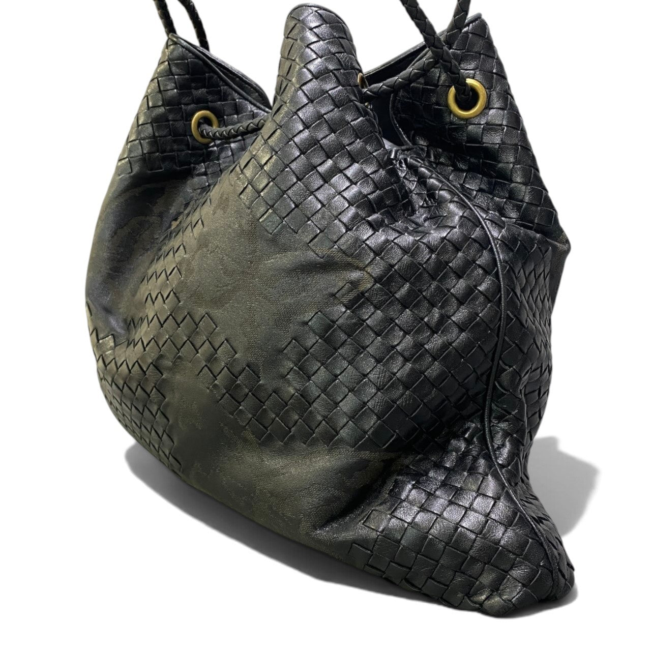h29 BOTTEGA VENETA Intrecciato Butterfly トートバッグ ブラック レザー レディース 女性用ta1