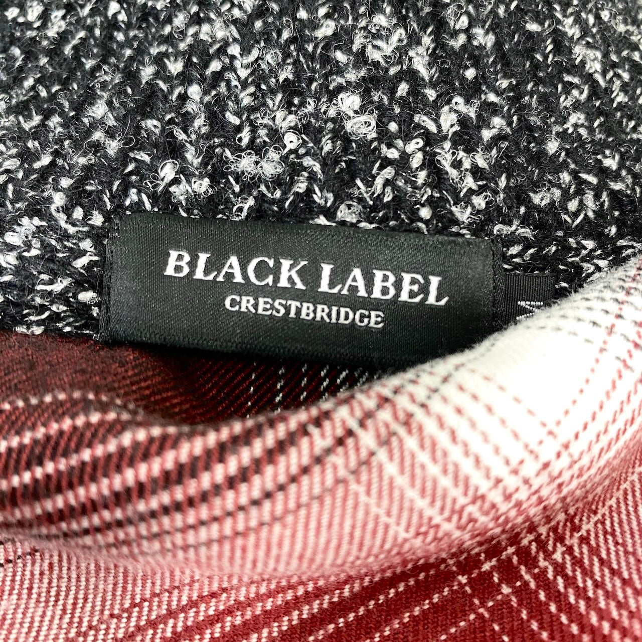9f17【美品】 BLACK LABEL CRESTBRIDGE ブラックレーベルクレストブリッジ ショールカラー ニットカーディガン ミックスニット サイズＭ ブラック ホワイト メンズ 紳士服u02t
