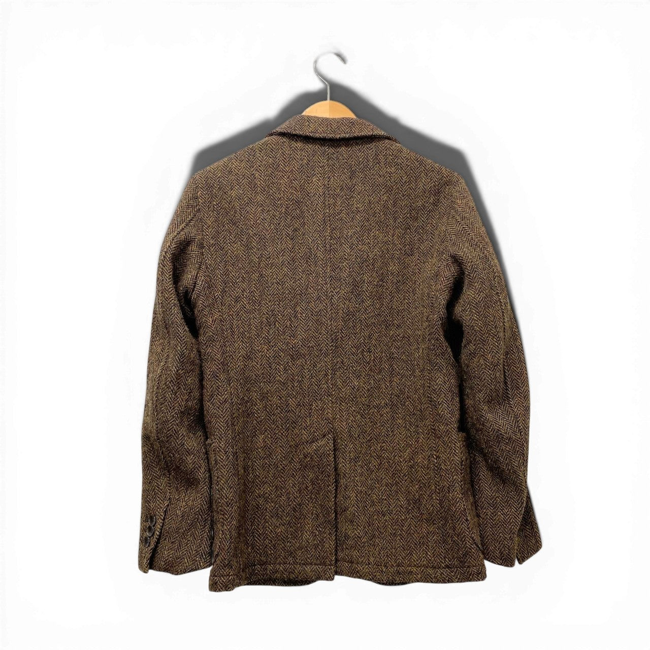 38f15 Freak's store フリークスストア Harris Tweed ハリスツイード テーラードジャケット ツイードジャケット ヘリンボーン柄 サイズS ブラウン系 ウール100％ メンズ 紳士服u02t