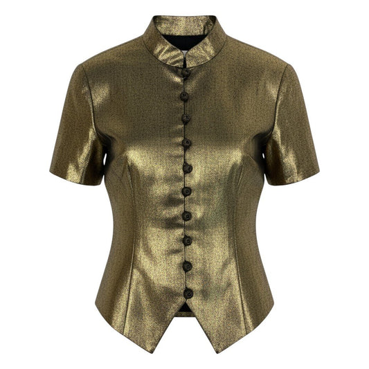 Ab20  Christian Dior クリスチャンディオール 半袖ジャケット ブラウス トップス 装飾ボタン 11 ゴールド レディースu02t