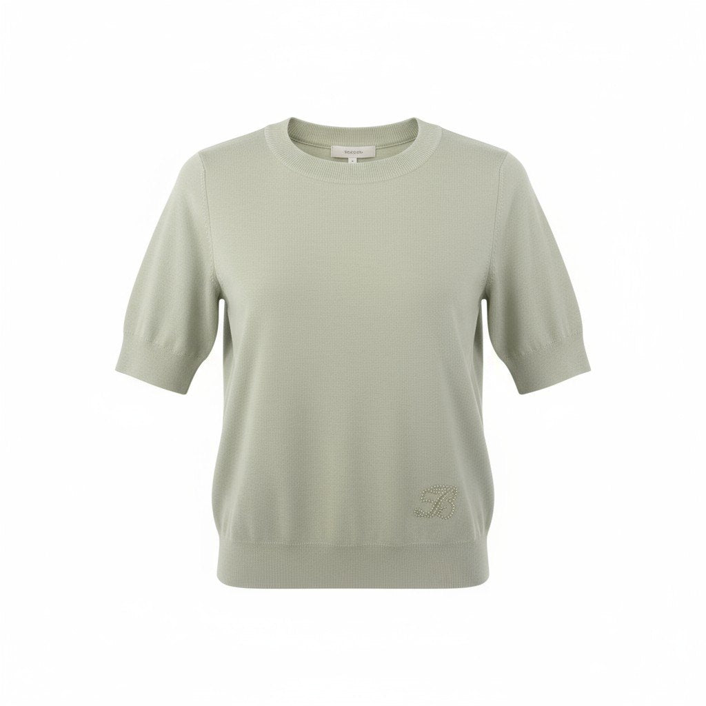 21k11 FOXEY フォクシー Plaisir プレジール 銀座本店限定カラー 半袖 ニットセーター レディース 女性用 40 パールグリーン ウール100％u02t