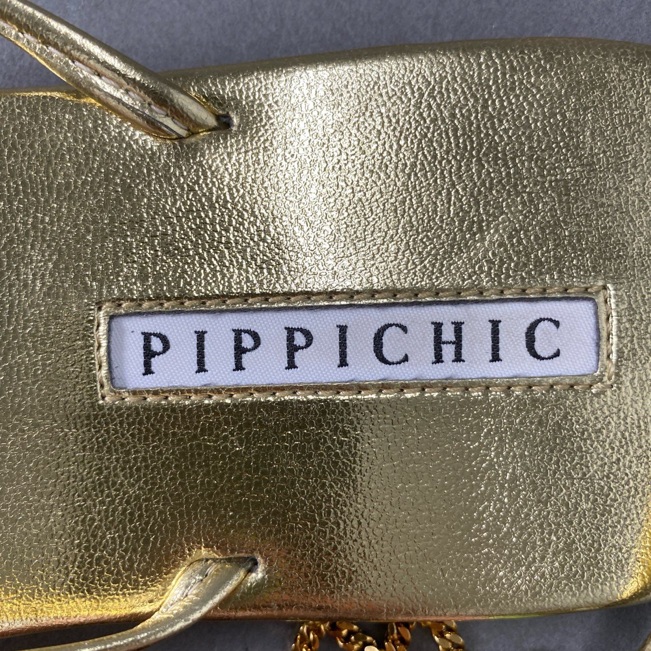 5f28 《美品》 PIPPICHIC ピッピシック チェーン レザーフラットサンダル M ゴールド leather 日本製 シューズ