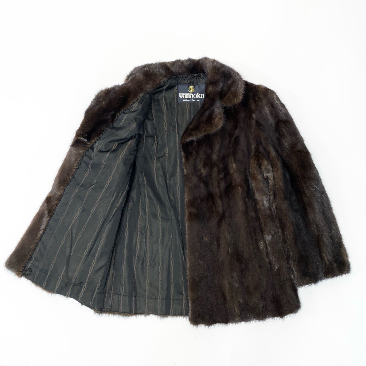 26c14 Yamaoka デミバフミンク ファーコート サイズ13 ブラウン 本毛皮 Mink Fur Coat 毛質◎ リアルファーt18r