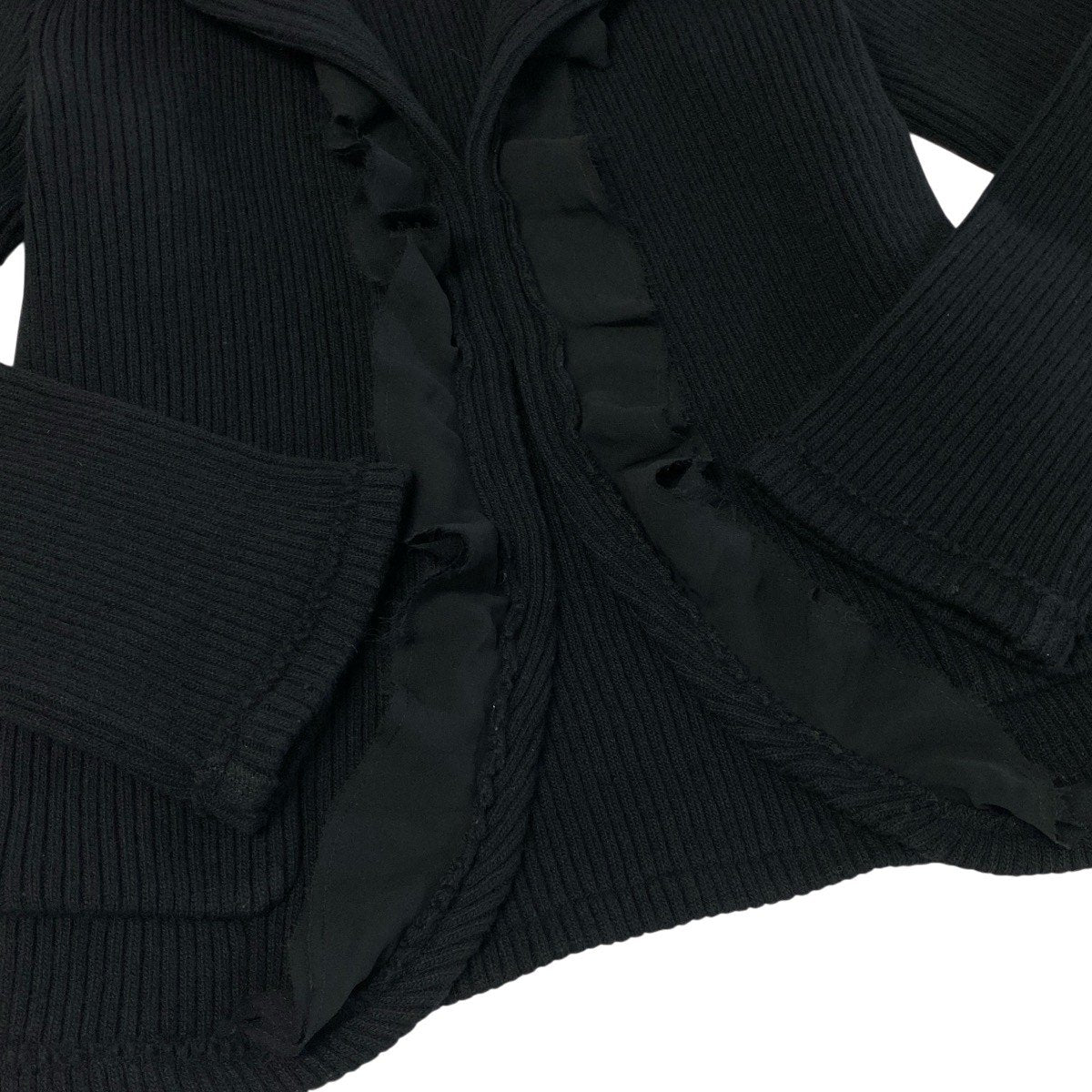 Ij23 robe de chambre COMME des GARCONS AD2002 フリルジャケットカーディガン リブニット 日本製 Mサイズ ブラック レディース 女性用u02t