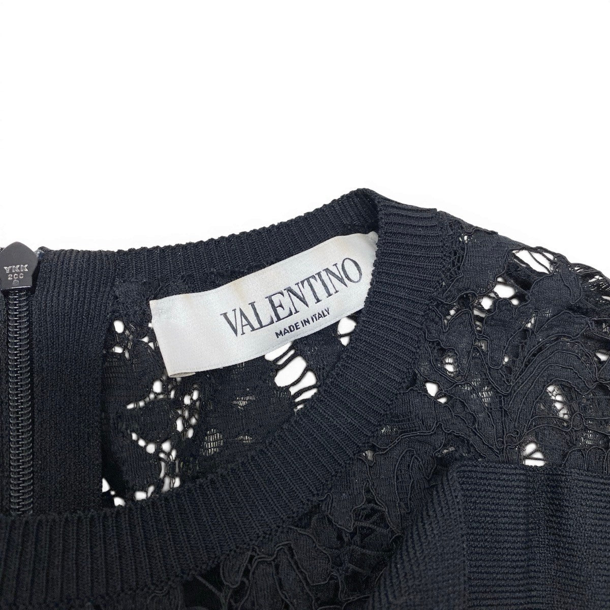 Eg9 VALENTINO レースデザイン タイトニットドレス ワンピース イタリア製 XSサイズ ブラック レディース 女性用k02i