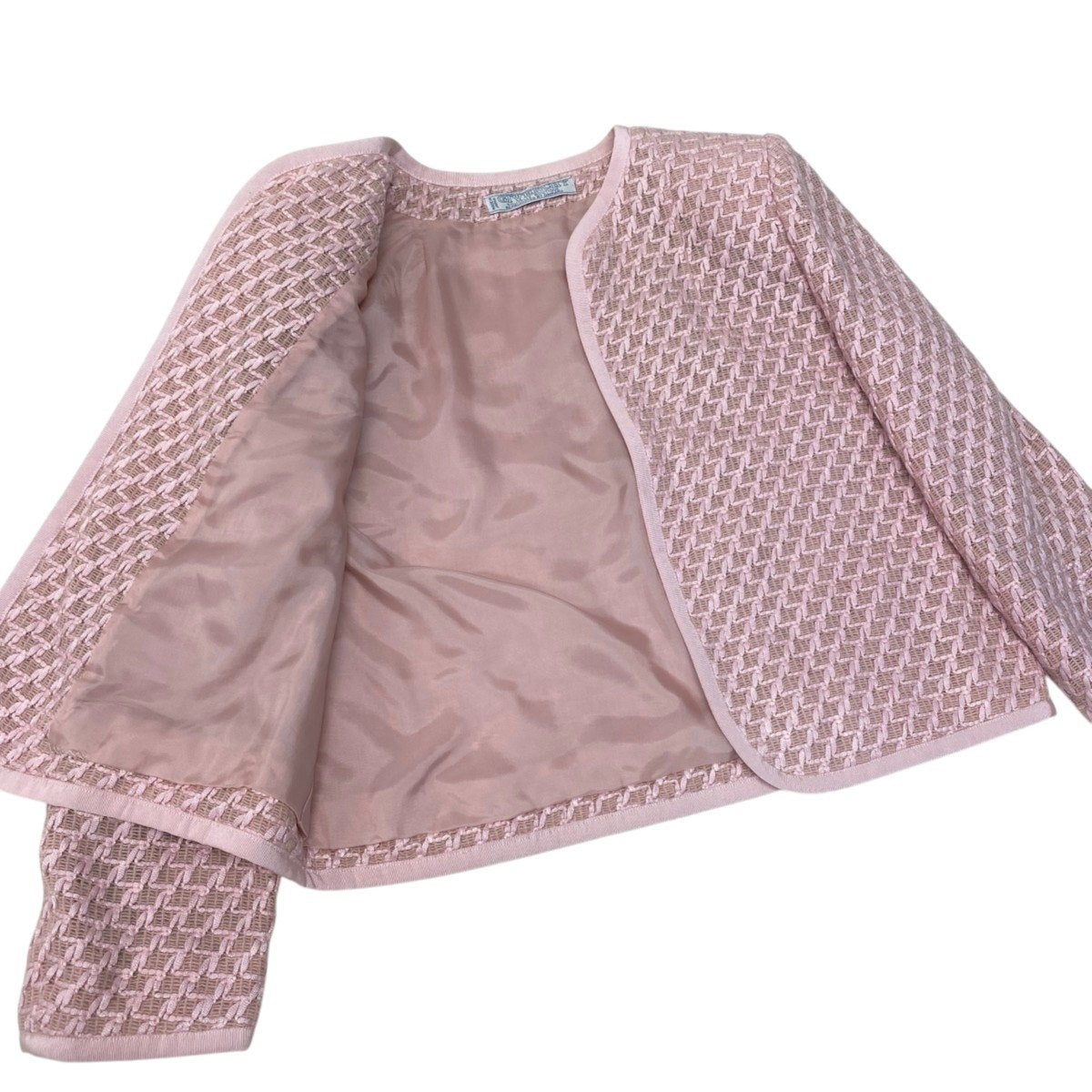 93h3 GIVENCHY ジバンシー ツイードジャケット ノーカラージャケット 日本製 10サイズ ピンク系 レディース 女性用u02t