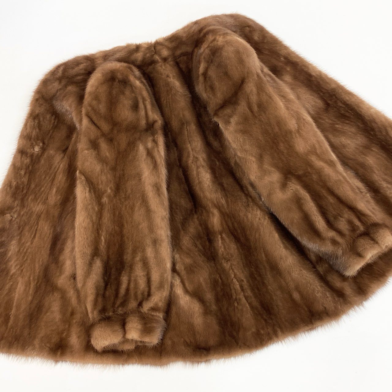 72a27 パステルミンク ファーコート サイズ11 茶系 本毛皮 Pastel Mink Fur Capet18r