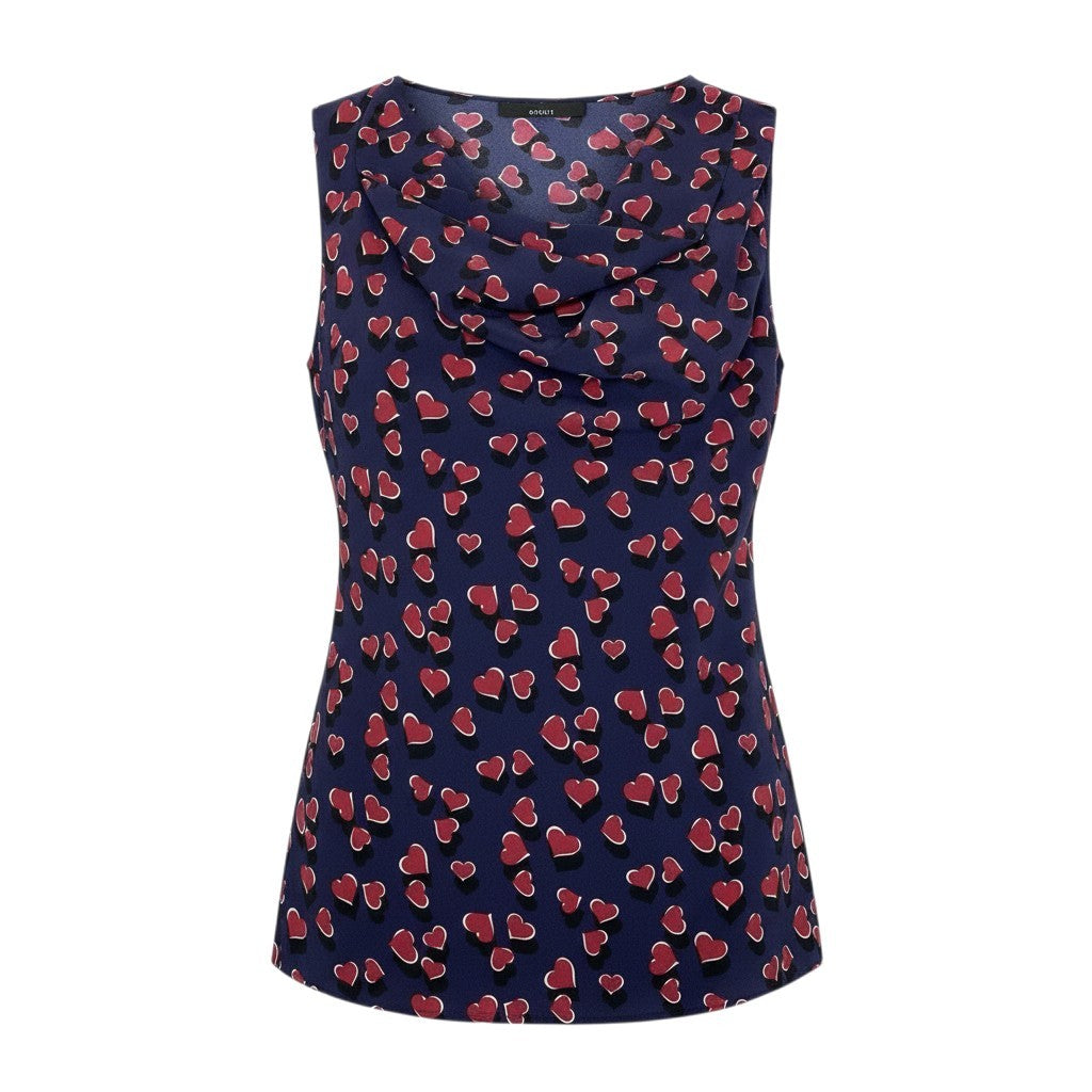 26j8 GUCCI グッチ ノースリーブブラウス シルクブラウス ハート柄 イタリア製 36サイズ ネイビー ボルドー シルク100％ レディース 女性用u02t