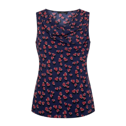 26j8 GUCCI グッチ ノースリーブブラウス シルクブラウス ハート柄 イタリア製 36サイズ ネイビー ボルドー シルク100％ レディース 女性用u02t