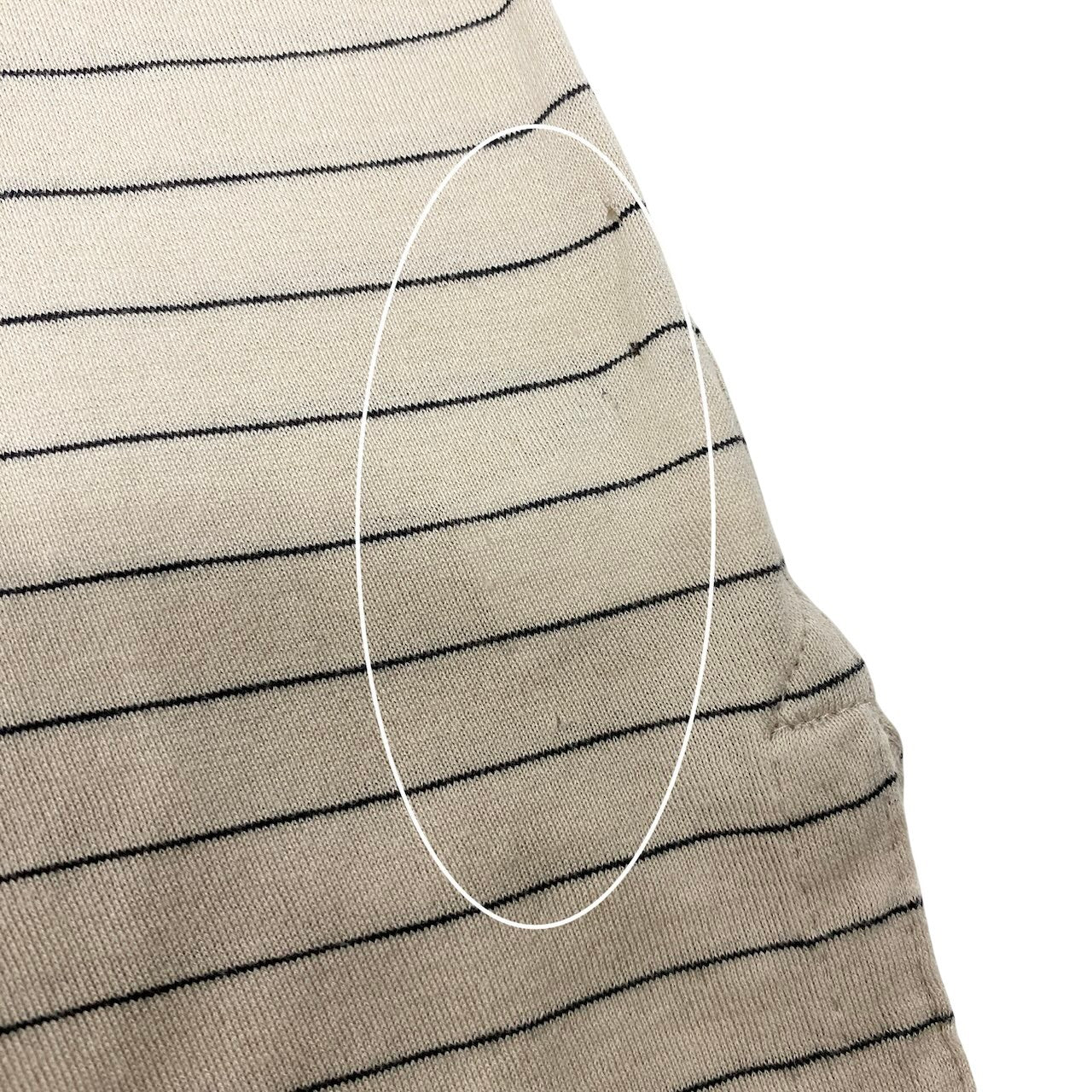 68g4 HERMES エルメス Hロゴ刺繡 半袖ポロシャツ ボーダー柄 サイズL ベージュ コットン100％ メンズ 紳士服o07t