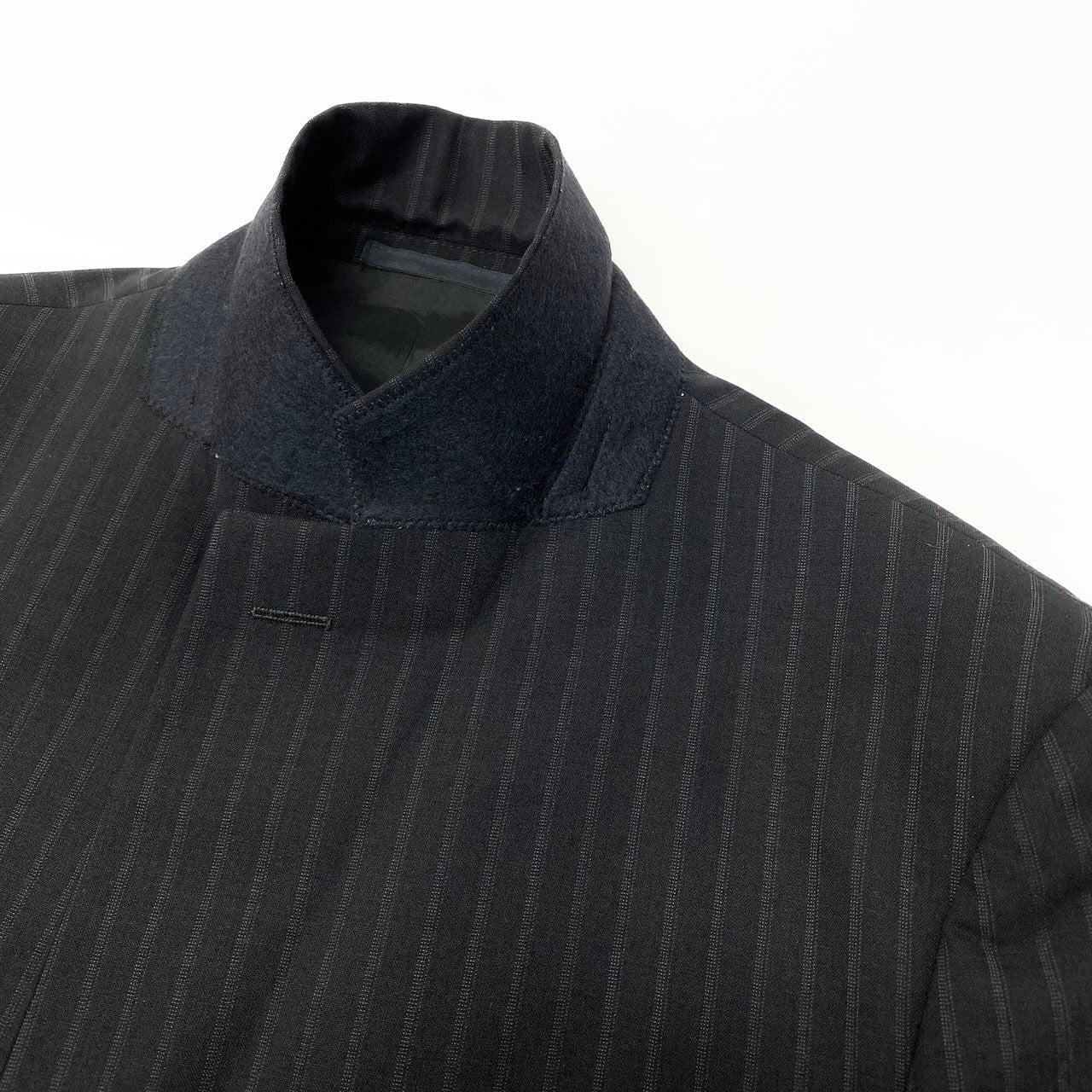 55c19 ARMANI COLLEZIONI アルマーニコレツィオーネ セットアップスーツ シングルスーツ背抜き 2B ストライプ柄 メンズ 紳士服 ビジネス フォーマル イタリア製 50 ブラック ウール100％u02t