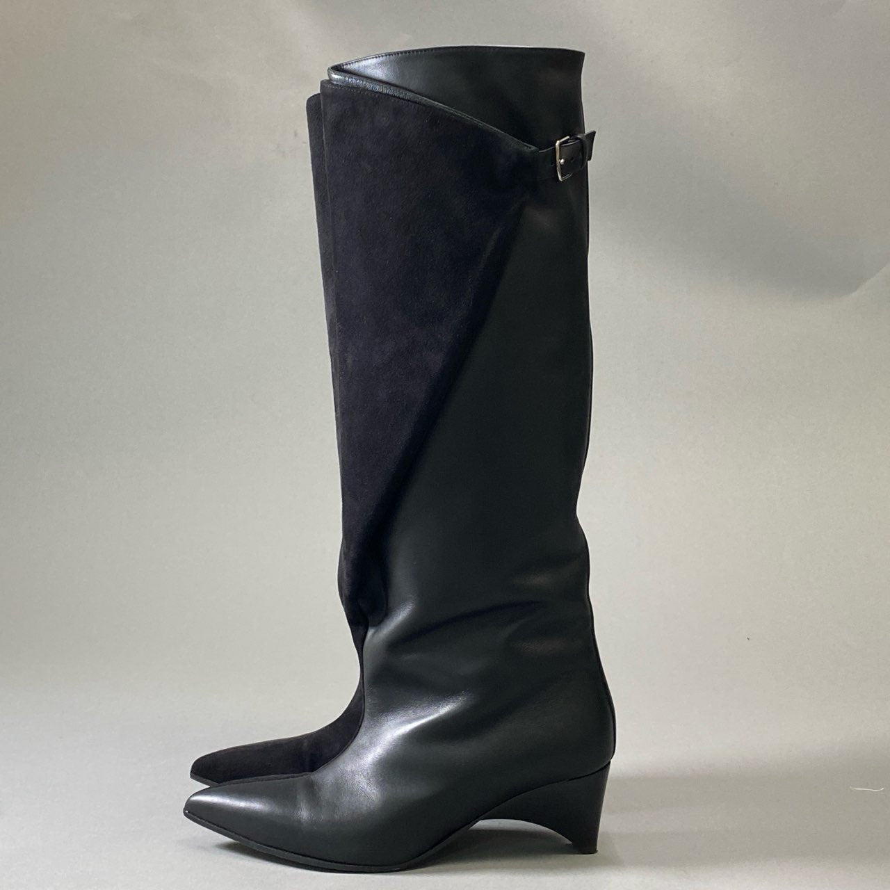 3i30 《美品》 HERMES エルメス Stiefel Hilona 55 ヒローナ55 イロナ ロングブーツ ヒールブール シェーブルヴェロア ヴォ―スープル 35 ブラック レディース 箱付きt18r