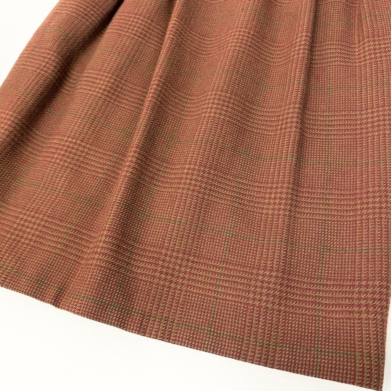 29e7 Yves Saint Laurent イヴサンローラン セットアップ スカートスーツ チェック柄 スタンドカラージャケット 膝丈スカート サイズS ブラウン ウール100％ レディース 女性用u02t