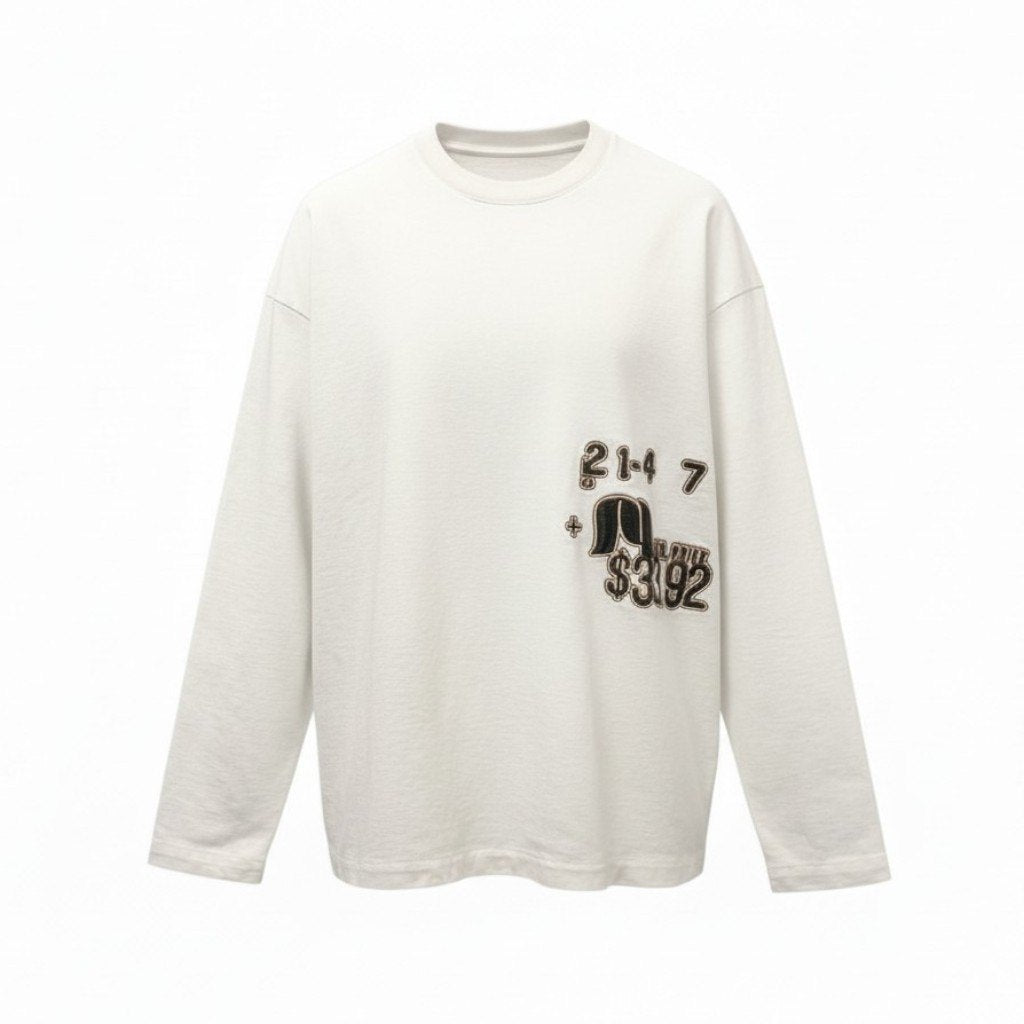 83b26 JIL SANDER ジルサンダー 長袖Ｔシャツ カットソー トップス ワッペン Ｓ ホワイト系 コットン メンズu02t