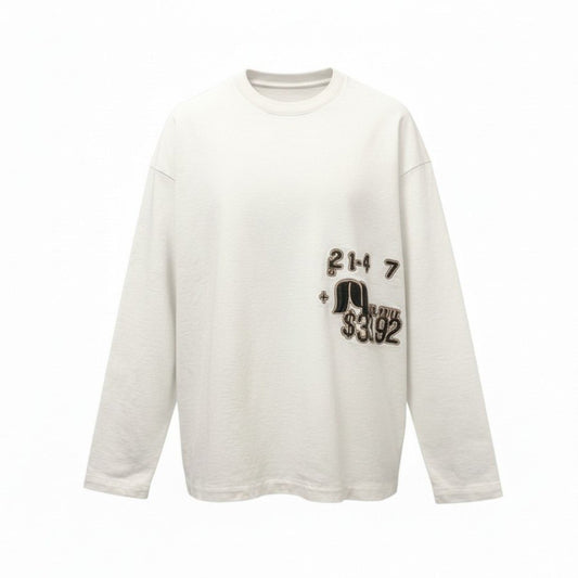 83b26 JIL SANDER ジルサンダー 長袖Ｔシャツ カットソー トップス ワッペン Ｓ ホワイト系 コットン メンズu02t