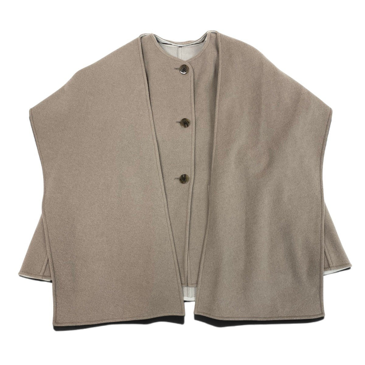 j1 LANVIN en Blue ケープコート ポンチョ コート  38 グレー系 ウール ナイロンu02t