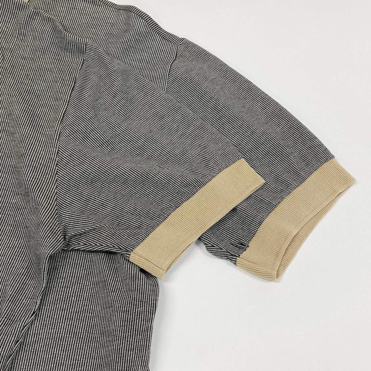 Ec27 LOEWE ロエベ 半袖ポロシャツ コットンシャツ ストライプ ロゴ刺繍 トップスカットソー Sサイズ ブラック ベージュ コットン100％ メンズ 男性用u02t