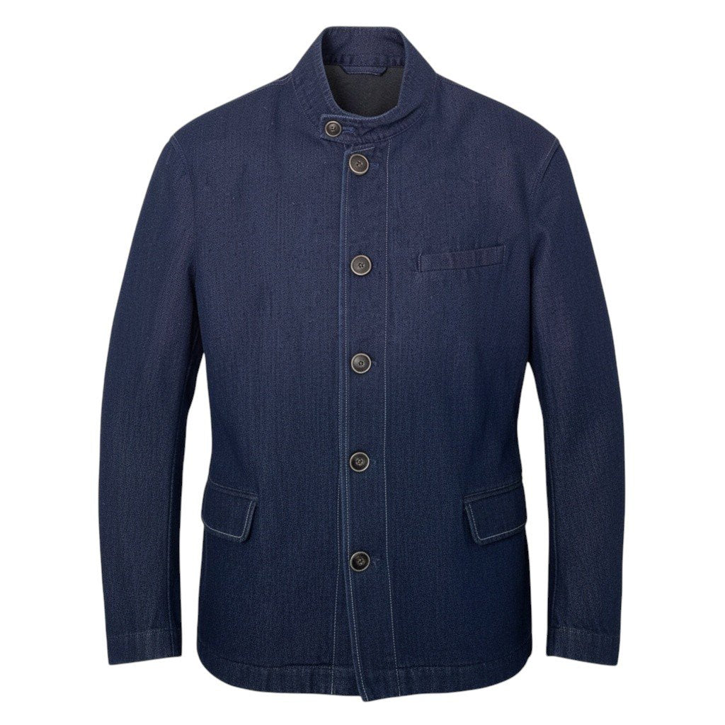 78j8 GIORGIO ARMANI ジョルジオアルマーニ 黒タグ スタンドカラー ジップアップ デニムジャケット サイズ48 本切羽 インディゴt18r