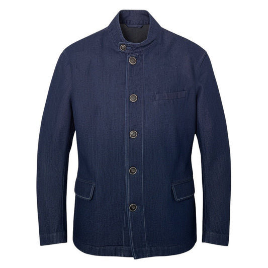 78j8 GIORGIO ARMANI ジョルジオアルマーニ 黒タグ スタンドカラー ジップアップ デニムジャケット サイズ48 本切羽 インディゴt18r