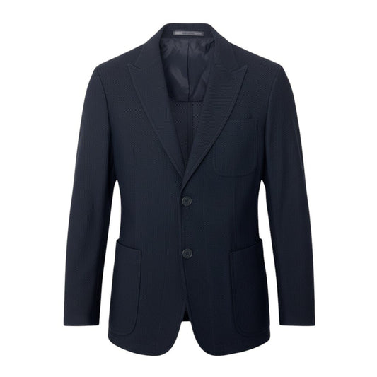 88j8 GIORGIO ARMANI ジョルジオアルマーニ レザータグ 本切羽 メッシュテーラードジャケット ブレザー サイズ52 ブラックt18r