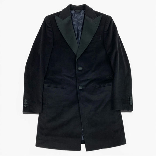 37L23 【美品】ALBERTO BRESCI アルベルト ブレーシ チェスターコート ロングコート LUIGUI BIANCHI MANTOVA カシミヤ混 イタリア製 7033 44R ブラック メンズo07t