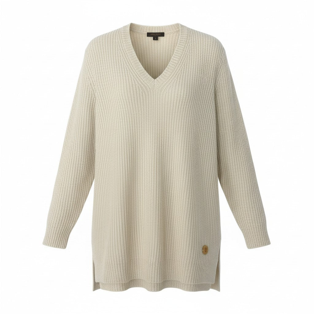 Id2 《美品》 LOUIS VUITTON ルイヴィトン カシミヤブレンド Vネックセーター Cashmere Blend V Neck Sweater サイズS アイボリーt18r