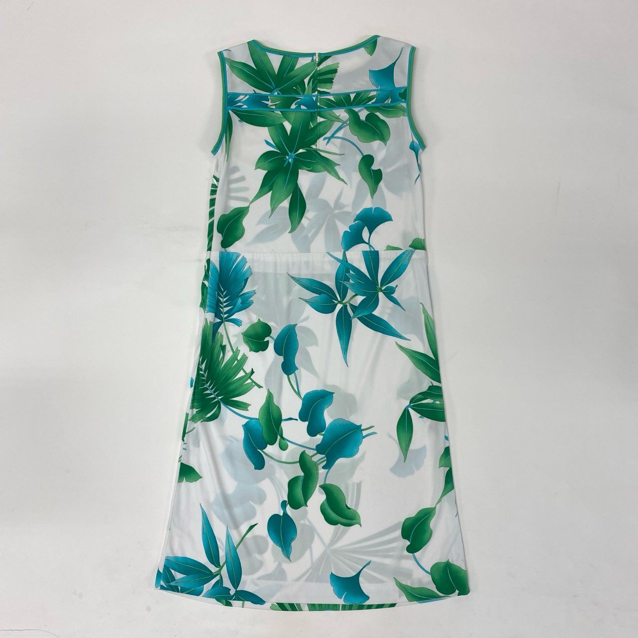 19k10 LEONARD レオナール ノースリーブワンピース ロングワンピース カンカン素材 0150242 42サイズ ホワイト グリーン レディースu02t