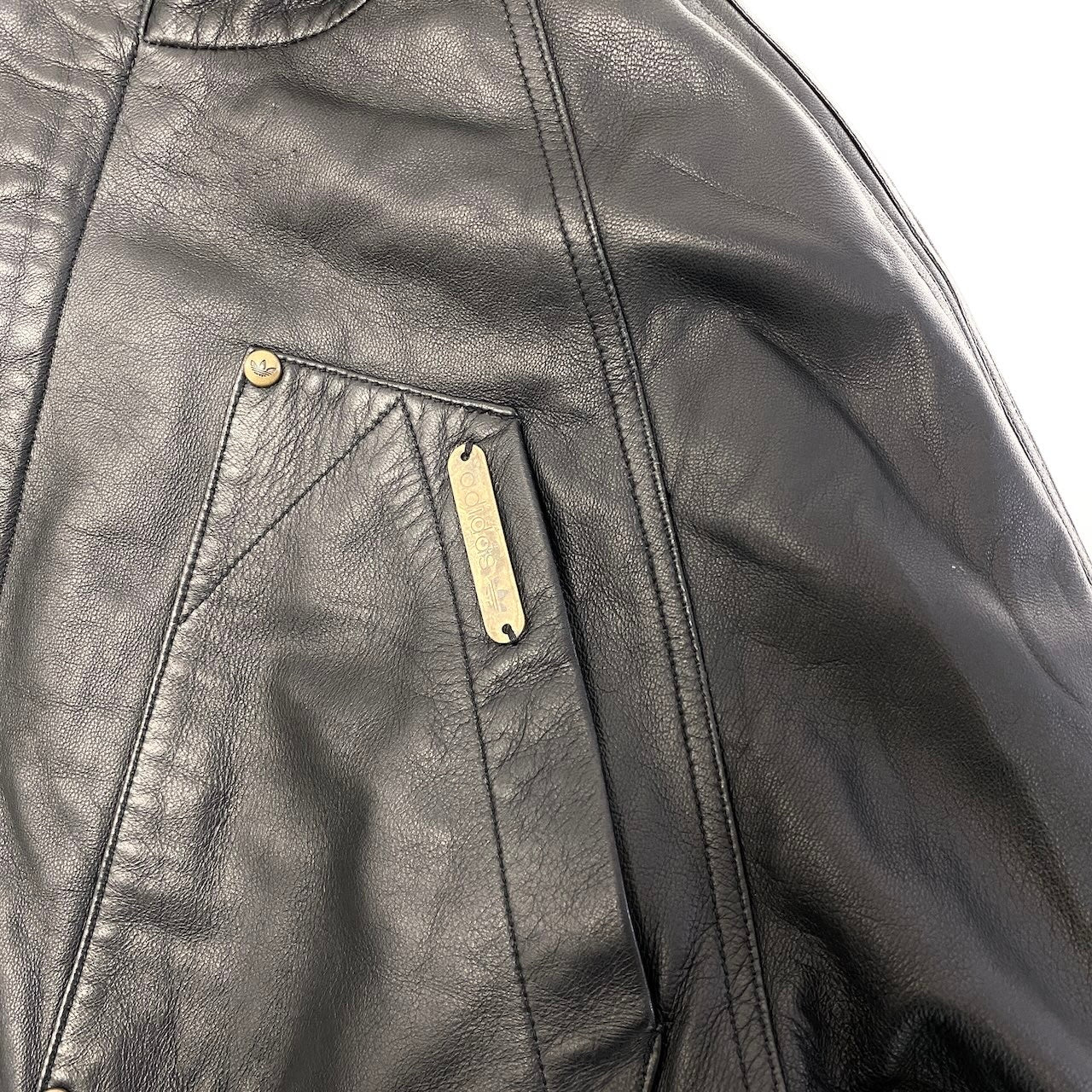 15e11 adidas ジップアップレザーフーディーコート レザーハーフコート アウター XSサイズ ブラック レザー メンズ 男性用k02i