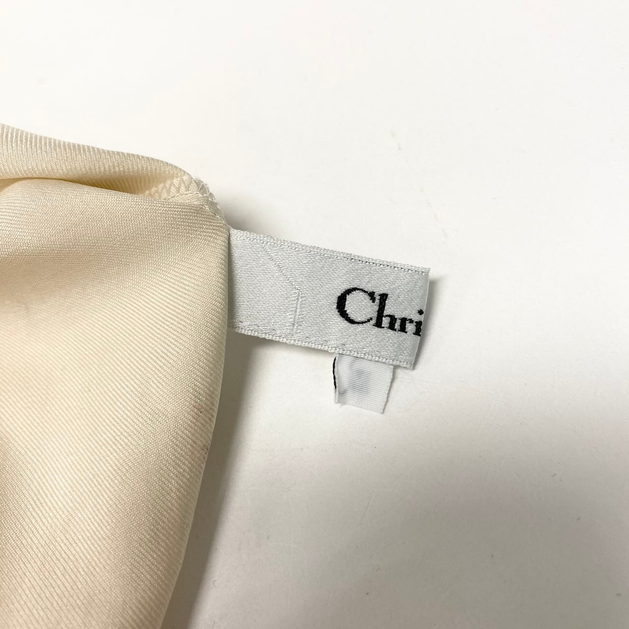80e1 Christian Dior クリスチャンディオール オープンカラー 半袖シャツ シルクシャツ ロゴ刺繍 サイズM ライトベージュ 絹100％ レディース 女性服o07t