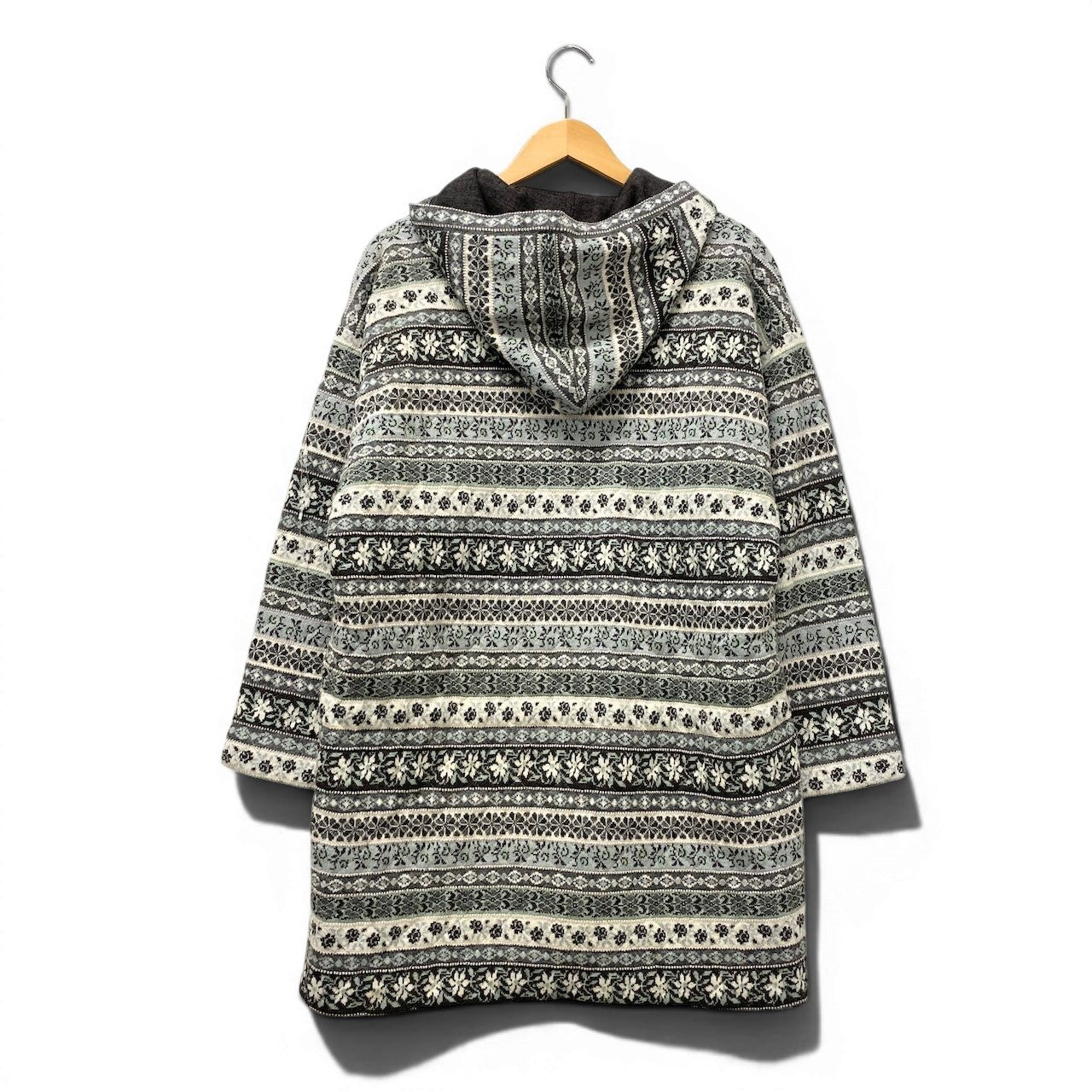 74e18 KENZO jungle ケンゾー フーディーニットロングカーディガン パーカー キルティング 花柄 総柄 Mサイズ グレー系 レディース 女性用u02t