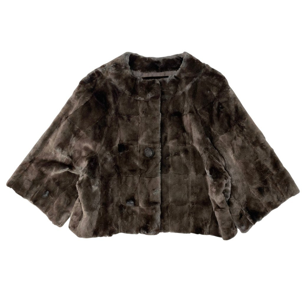 Ef8 MARNI マルニ ノーカラー ファージャケット サイズ40 イタリア製 ブラウン レディース 女性用u02t