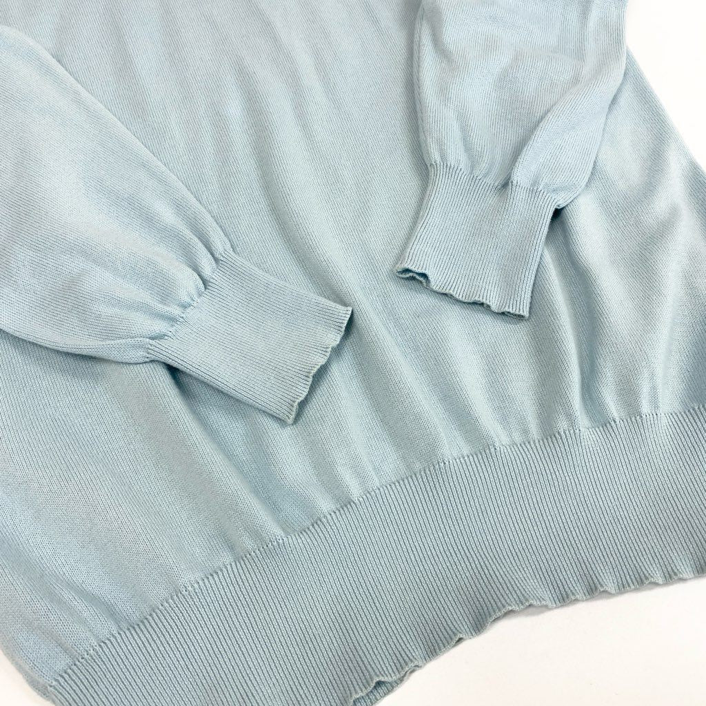 6l25 Loro Piana ロロピアーナ Vネック ニット セーター トップス 52 ライトブルー コットン メンズ イタリア製u02t